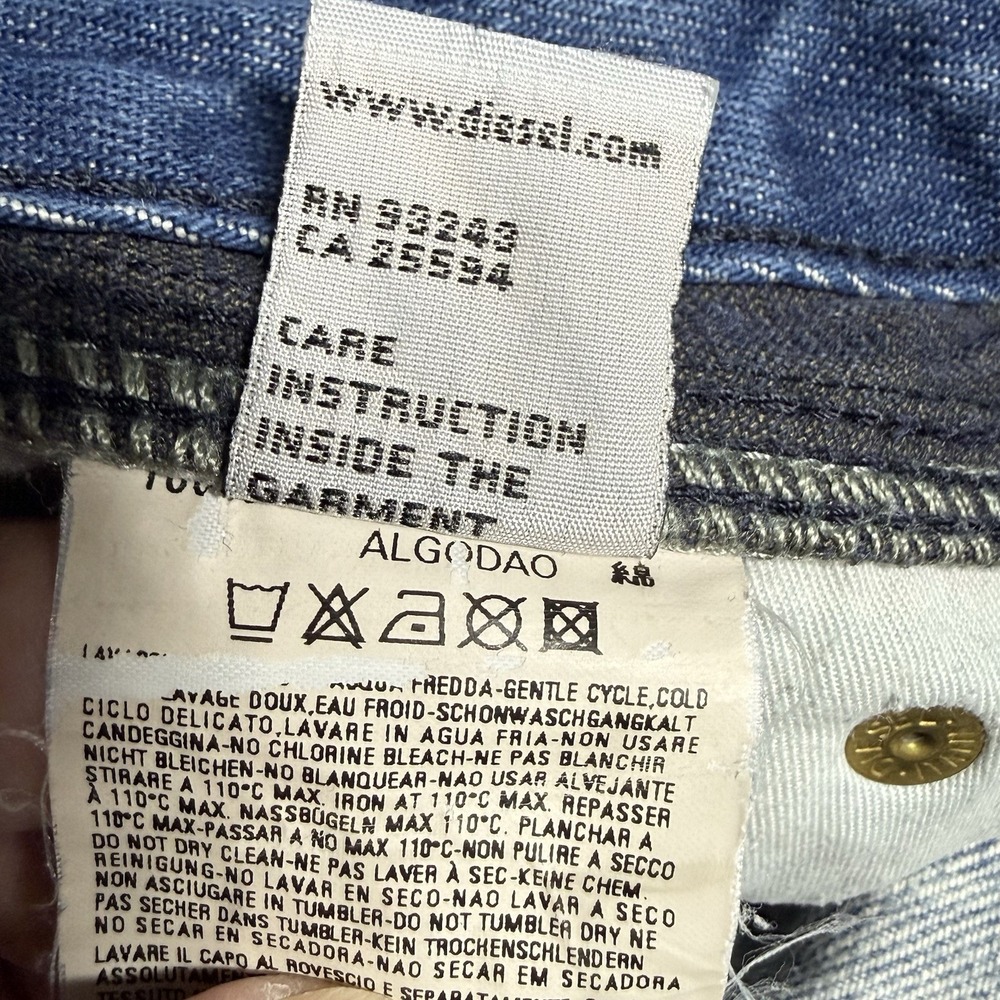 Diesel Jeans Men 31x34 Reslim Slim Straight Light Wash Whiskered Y2K Italy 00796 - Picture 9 of 15